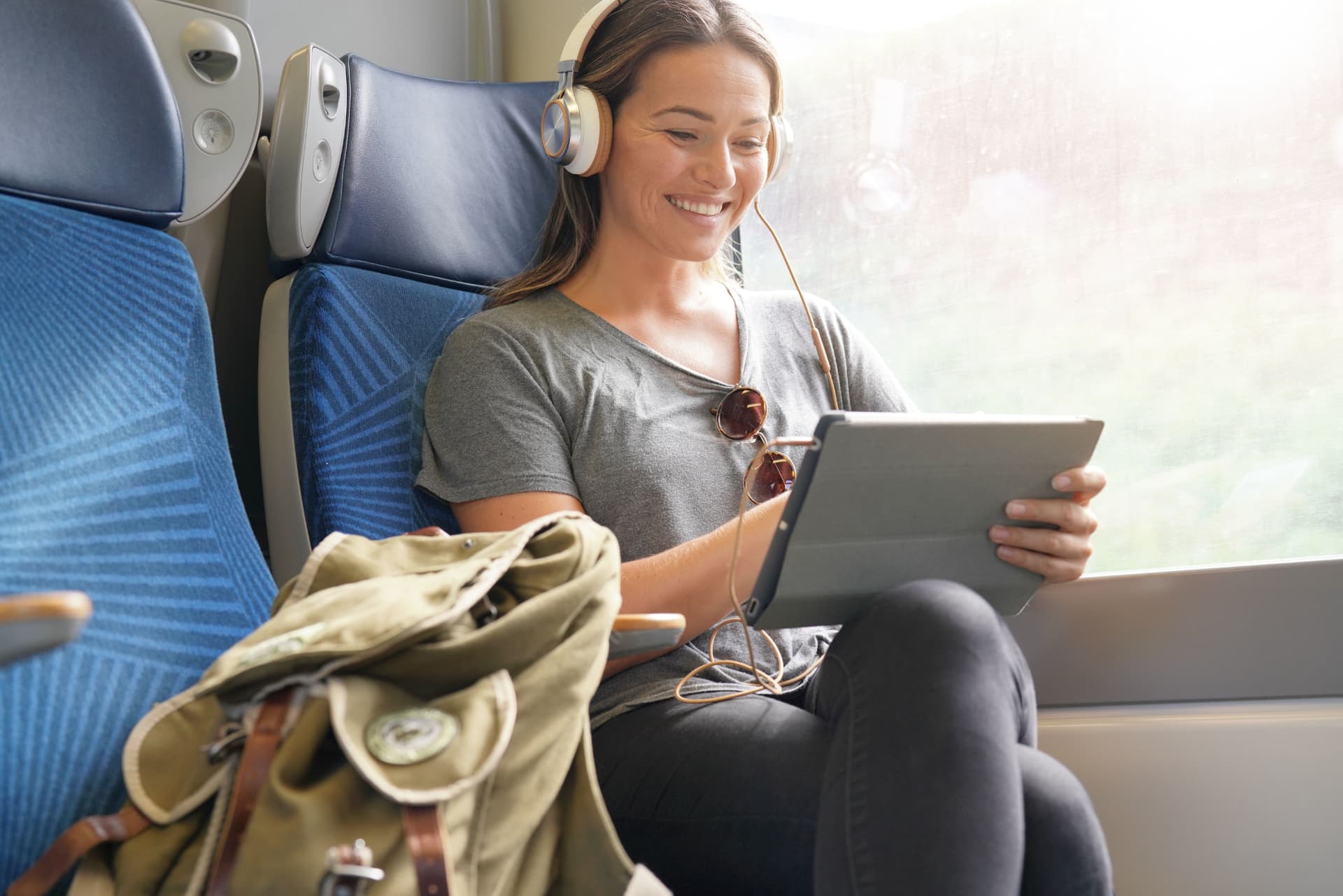 Passenger on board a UK train