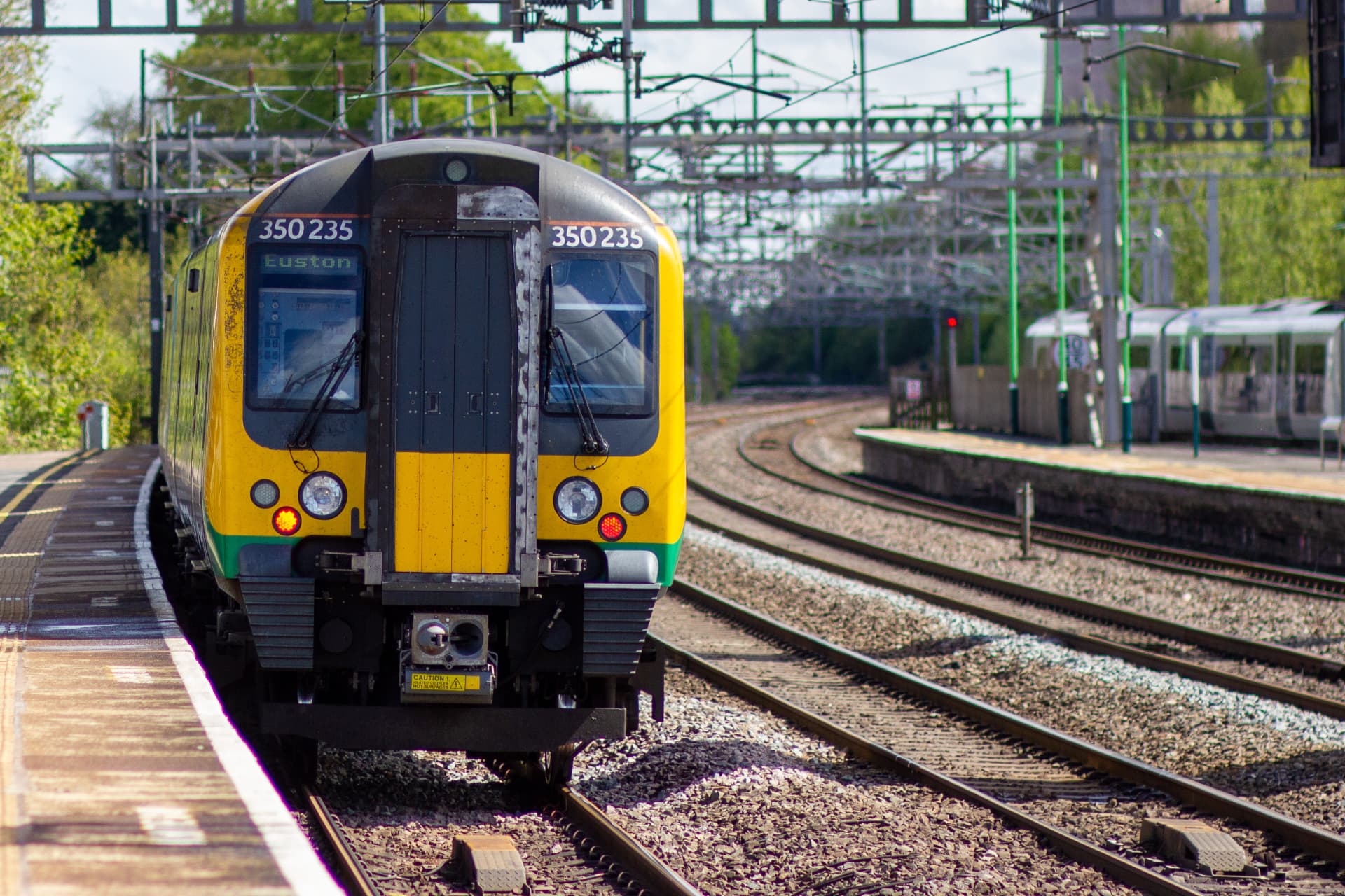 Train approaching on a railway line